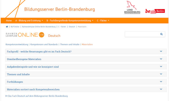 Deutschseite im RLP-Online Screenshot der Deutschseite im RLP-Online