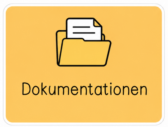 Icon f&uuml;r Dokumentation mit einer Aktenmappe, aus der ein Blatt Papier herausschaut