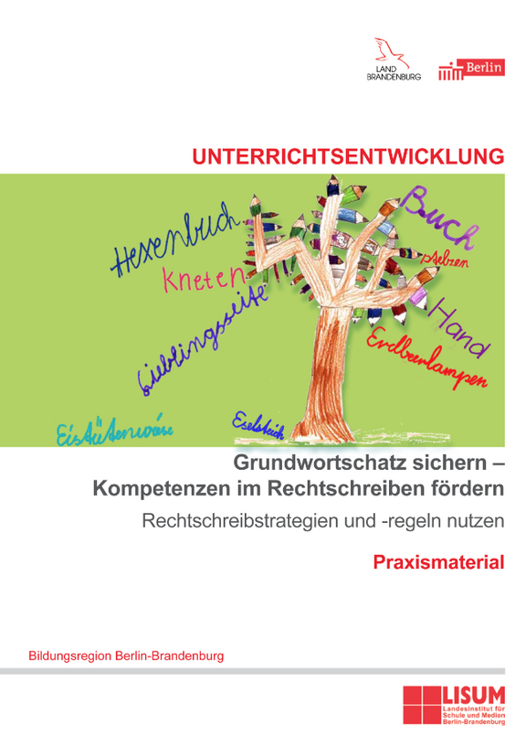 Cover der Publikation mit einer Kinderzeichnung eines Baums mit Wörtern