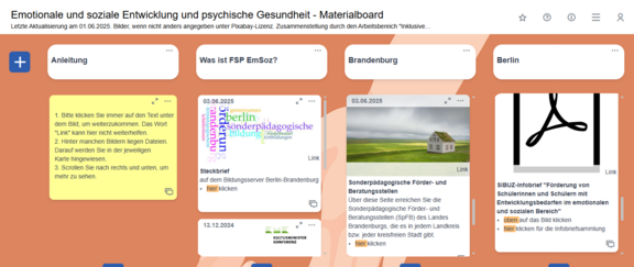 Screenshot des Informationsboards