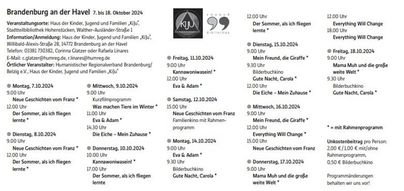 Programm Kinderfilmfest 2024 in Brandenburg