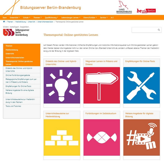 Startseite Themenportal Online-gestütztes Lernen