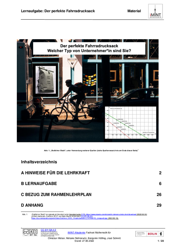 Fahrradrucksack Lernaufgabe Cover