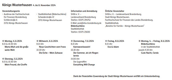 Programm Kinderfilmfest 2024 in Königs Wusterhausen
