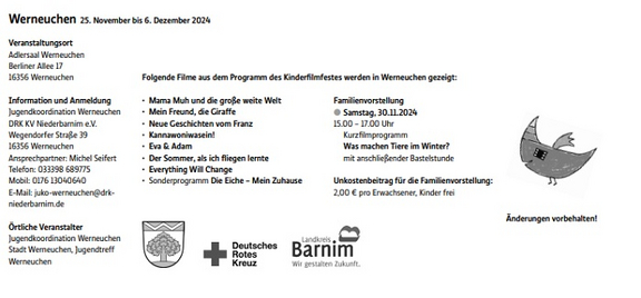 Programm Kinderfilmfest 2024 in Werneuchen