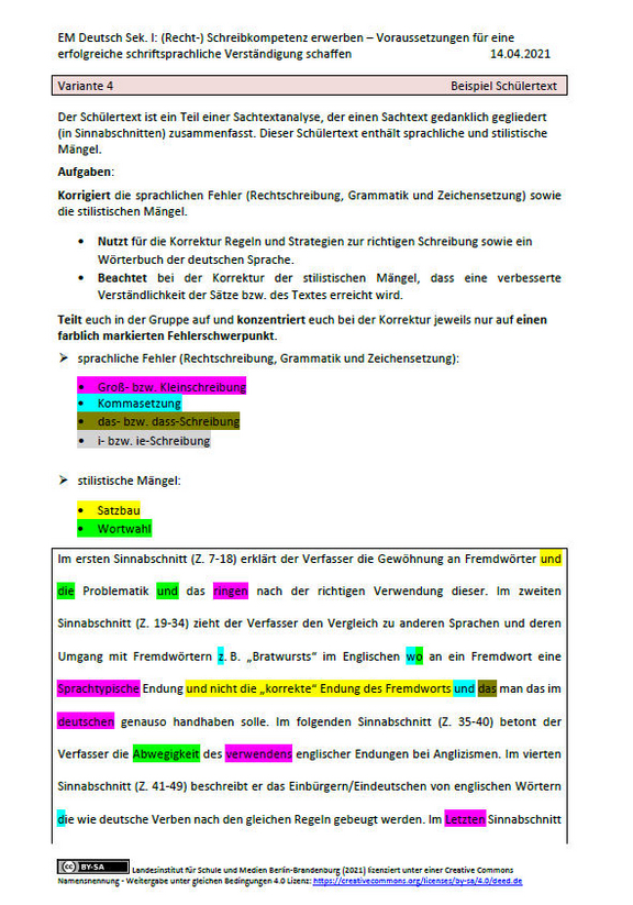 Arbeitsblatt Textüberarbeitung Arbeitsblatt Textüberarbeitung Screenshot