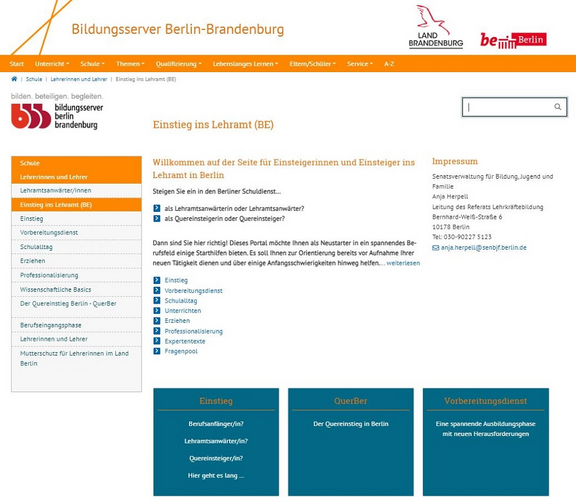 Startseite Einstieg ins Lehramt (Berlin)