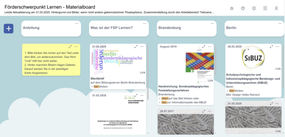 Screenshot des Informationsboards