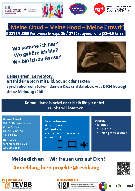 Flyer zum Ferienworkshops f&uuml;r Jugendliche in Berlin