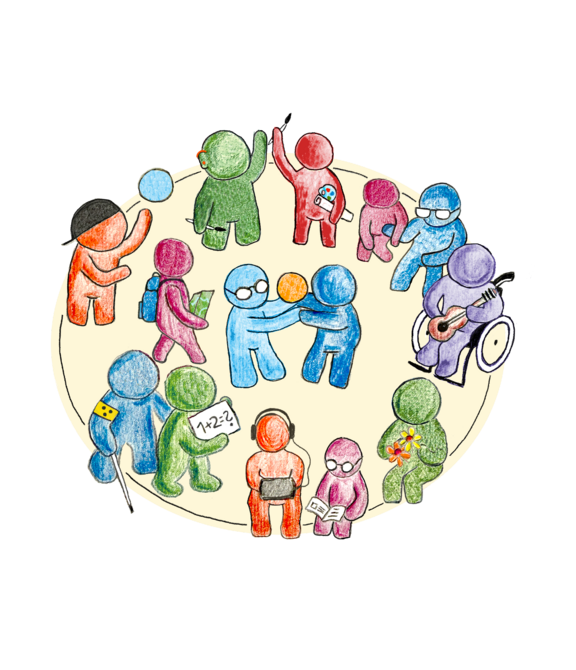 Bunte Figuren im Kreis