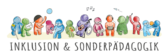 bunte Figuren , Schriftzug Inklusion, Sonderp&auml;dagogik