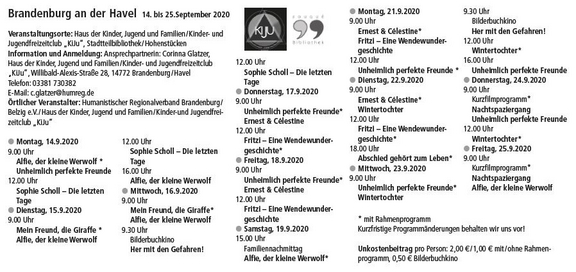 Programm Kinderfilmfest 2020 - Brandenburg