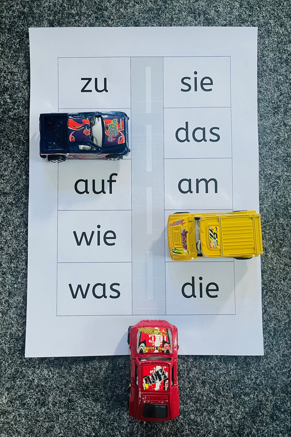 Wörterparkplatz mit Plätzen für 10 Wörter