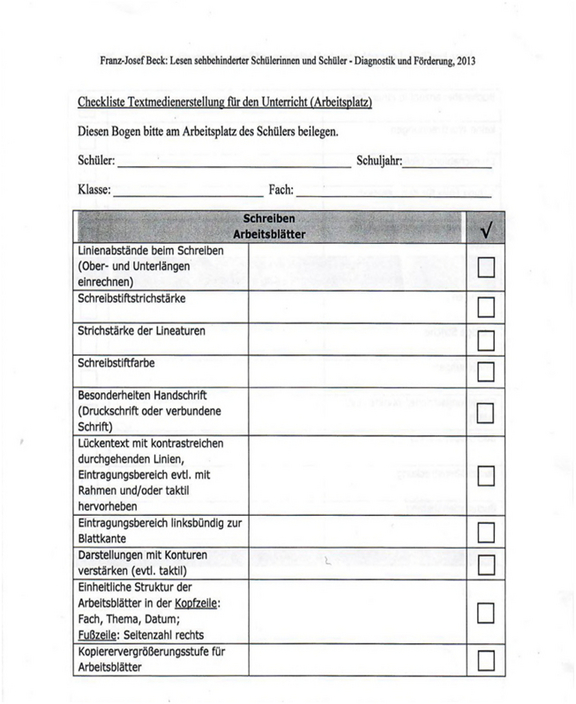 Checkliste Textmedienerstellung - gescannte Vorlage