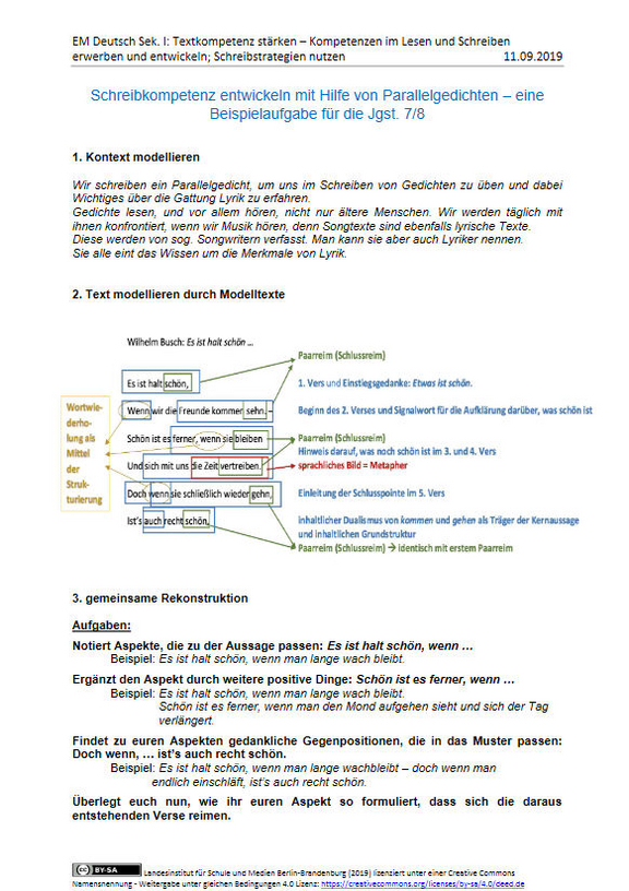 Beispiel Parallelgedicht schreiben Screenshot des Beispieles Parallelgedicht schreiben