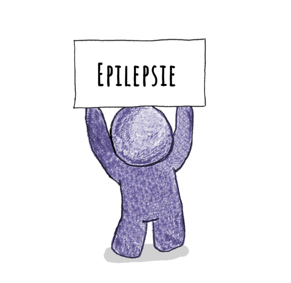 Figur h&auml;lt Schild, auf dem steht: Epilepsie
