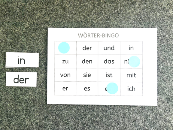 Wörter-Bingo mit Häufigkeitswörtern