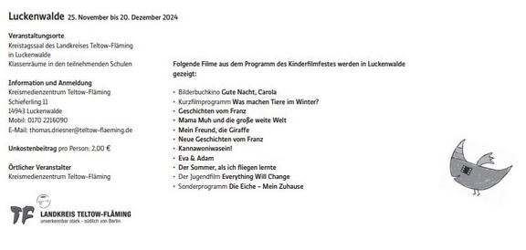 Programm Kinderfilmfest 2024 in Luckenwalde