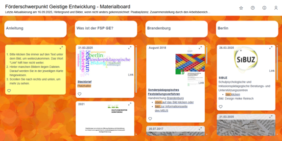 Screenshot des Informationsboards