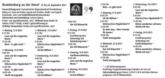 Programm Kinderfilmfest 2021 in Brandenburg