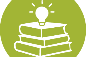 Symbol Schulentwicklung: B&uuml;cher mit Gl&uuml;hbirne (als Idee)