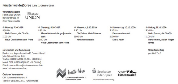 Programm Kinderfilmfest 2024 in Fürstenwalde
