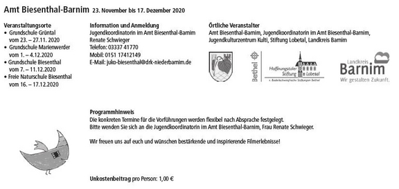 Programm Kinderfilmfest 2020 - Biesenthal-Barnim