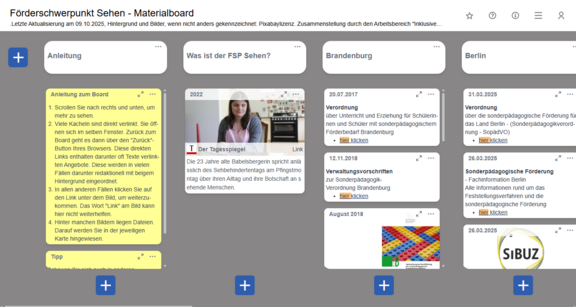 Screenshot des Informationsboards