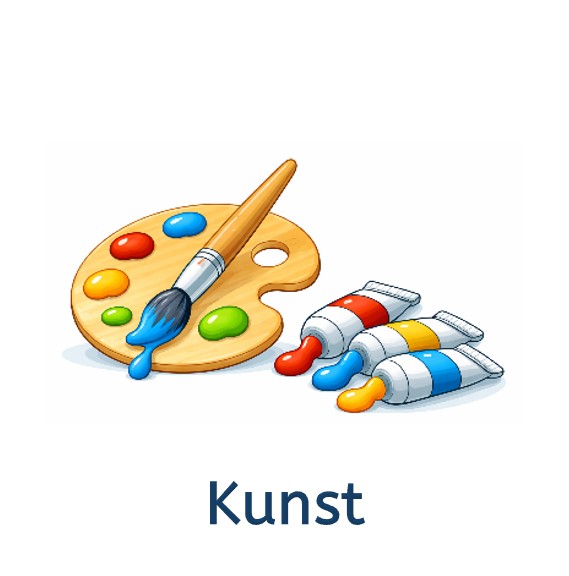 Farbpallette mit Pinsel und Farbtuben