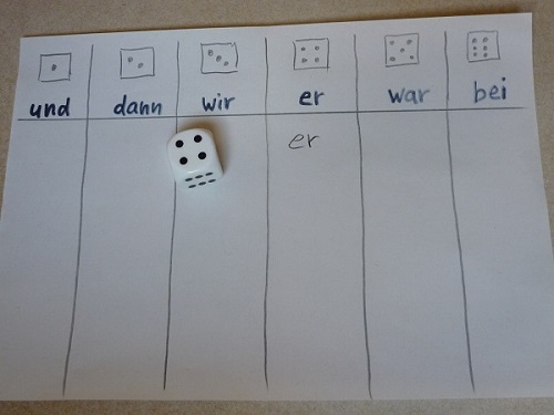 Bild Wörter würfeln und schreiben