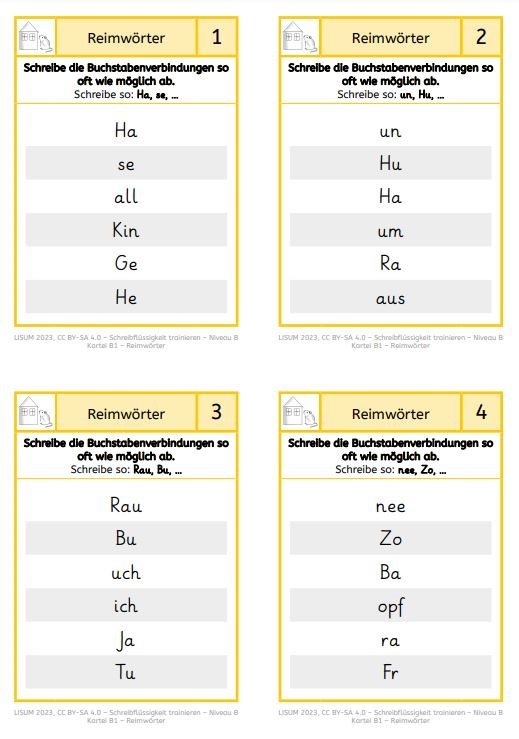 Schreib‐Karteikarten