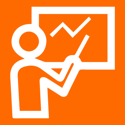 Mann mit Zeigestock an Tafel